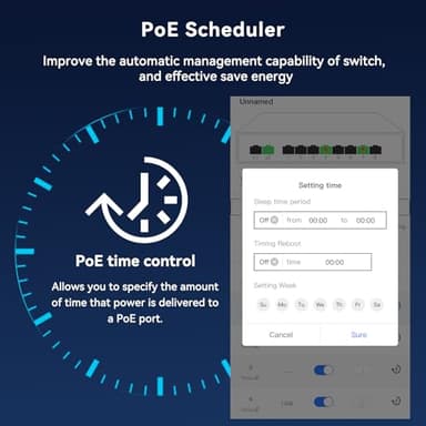 Poe Switch, 5 Port Gigabit PoE+ Switch, Cloud Managed Gigabit Ethernet Switch, 4 Poe Ports @52W, 1 Uplink Ports, 1 SFP Slot, APP Smart Managed, Overload Protection w/ Port - Image 8