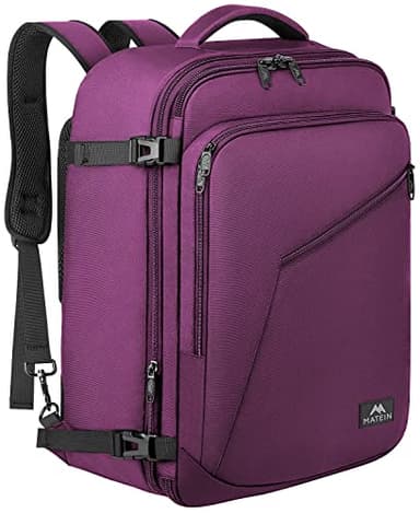 MATEIN Travel Backpack for Women, Expandable Flight Approved Carry on Backpack, Water Resistant Lightweight Suitcase, Large Business Weekender Daypack, Gift for Traveler, Purple - Image 1