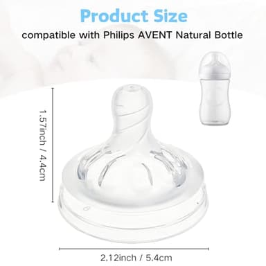 Silicone Replacement Nipple Compatible with Philips Avent Natural Bottle, 4 Pack Bottle Nipple, Leak-Proof, BPA-Free, Anti-Colic, Flow 2 for 3-6 Month - Image 2