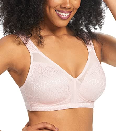 HACI Women's Minimizer Bra Full Coverage Non Padded Wirefree Plus Size for Large Bust Support Seamless(44B, Pink) - Image 1
