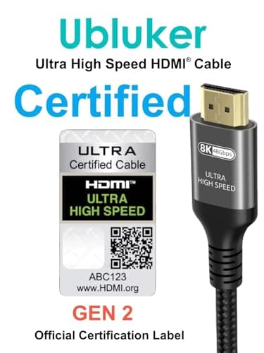 Ubluker 10K 8K 4K HDMI Cable 48Gbps 10 FT, Certified Ultra High Speed HDMI® Cable 4K 240Hz 144Hz 120Hz 8K60Hz 0.01ms HDR10+ eARC HDCP2.3 Netflix Roku TV PC Monitor Projector PS5 Xbox - Image 2