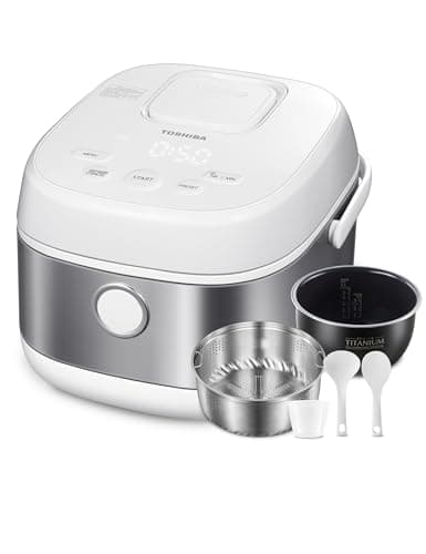 TOSHIBA Induction Heating Rice Cooker - Low Carb, Low Sugar, Digital Steamer, 5.5 Cups (Uncooked), 8 Cooking Functions, 24H Timer & Auto Keep Warm, Silvery white - Image 1