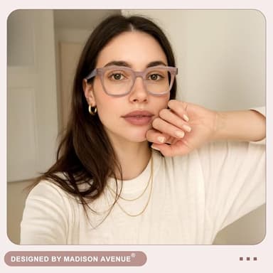 Madison Avenue Blue Light Blocking Glasses Oversized Fashion Blue Light Glasses for Women Anti Eyestrain & UV Protection Computer Eyeglasses (Milk Grey Brown) - Image 2
