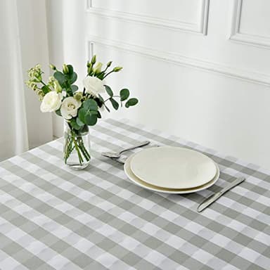 maxmill Square Checkered Tablecloth Water Resistance Antiwrinkle Spillproof Heavy Weight Gingham Table Cloth Buffalo Plaid for Buffet Banquet Parties Holiday Dinner 70 x 70 Inch Grey and White - Image 3