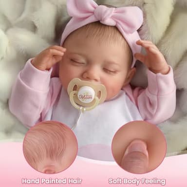 BABESIDE Silicone Baby Doll - 20-Inch Lifelike Reborn Baby Dolls Sweet Smile Realistic-Newborn Real Life Sleeping Girl with Toy Accessories Gift Set for Kids - Image 4