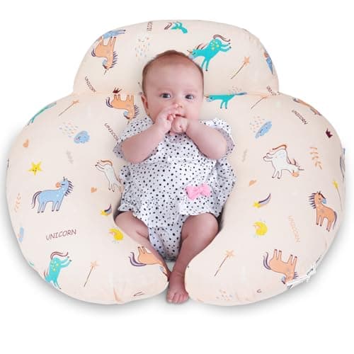 AMASKY Nursing Pillow, Breastfeeding Pillows, with Removable Pillow Cover, Ergonomic Nursing Essentials for Bottle Feeding, Machine Washable, Pink - Image 1