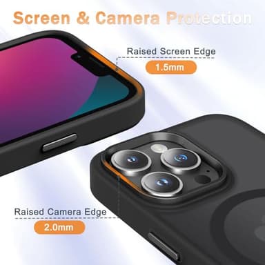 YENAPOON for iPhone 12 Pro Max Case, Matte Magnetic Phone Case with 1 Screen Protector, Support for Magsafe, Translucent Frosted Slim Shockproof Protective Cover for iPhone 12 Pro Max 6.7 inch, Black - Image 5