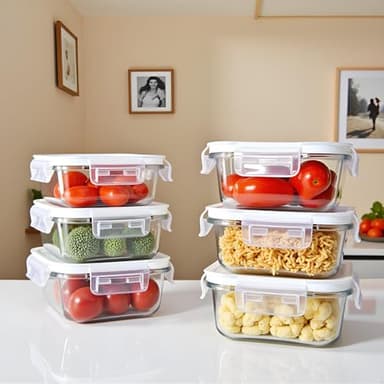 R.repad yay Square Glass Food Storage Containers, Small Square Storage Containers With Airtight Lids, 2Cup Glass Meal Prep Bowls, Leak-proof lunch Bowls, Dishwasher Microwave Freezer Safe -(White) - Image 3