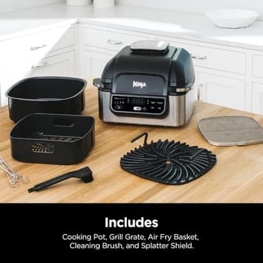 Ninja | Indoor Grill | Foodi | 5-in-1 (Grill, Air Fry, Roast, Bake, and Dehydrate | Fits up to 3lb Roast | Smoke Control System and Dishwasher Safe Parts| Black/Grey | AG301 - Image 10