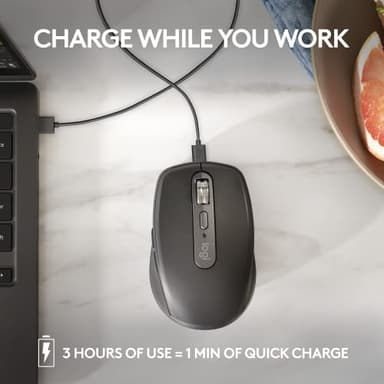 Logitech MX Anywhere 3S Compact Wireless Mouse, Fast Scrolling, 8K DPI Any-Surface Tracking, Quiet Clicks, Programmable Buttons, USB C, Bluetooth, Windows PC, Linux, Chrome, Mac - Rose - Image 7