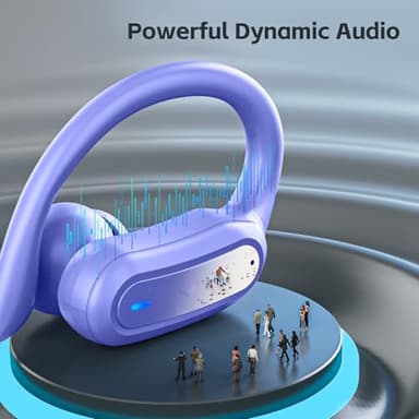 TRAUSI Wireless Earbuds Bluetooth Headphones, Bluetooth 5.3 Stereo Over Ear Buds,Noise Cancelling Mic, IPX7 Waterproof Headset for Workout/Running - Purple - Image 3