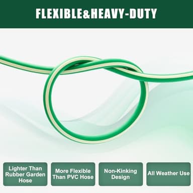 SANFU Upgraded Hybrid Lead-In Garden Hose 5/8-Inch X 6 FT, Burst 800PSI, Water Hose, Flexible, With Grip Handle, 3/4" GHT Solid Brass Fittings, Green + White - Image 4