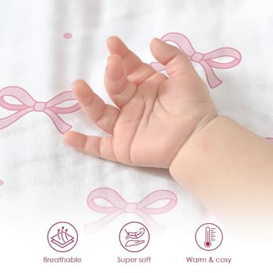 Bow Baby Blankets for Girls, Soft Nursery Minky Blankets with Muslin and Dotted Fleece Back 30x40 inches, Receiving Bed Quilt for Newborn, Infants, Toddlers - Image 4