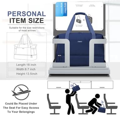 ETRONIK Gym Bag for Women, Travel Duffel Bag with USB Charging Port, Weekender Overnight Bag with Wet Pocket and Shoes Compartment for Women, Travel, Gym, Yoga (Dark Blue) - Image 3