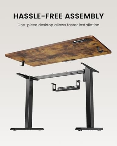 ErGear Whole Piece Standing Desk with 59x24 inch Desktop, Adjustable Stand Up Desk for Home Office, Electric Computer Desk Workstation with Cable Management Tray, Vintage Brown, EGESD67V - Image 6