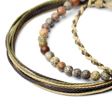 Handmade Natural Stone Beaded Healing Bracelet Gift for Men Adjustable Rope String Bracelet (grass jasper, Adjustable) - Image 6
