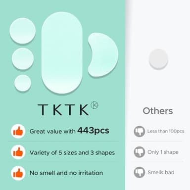 TKTK 443 Count Pimple Patches for Face, Hydrocolloid Acne Patch Bulk, Acne Stickers for Covering Cheeks, Forehead, Chin Blemishes Zit Breakouts for All Skin Types (Dots, Strip, Contoured 5 Sizes) - Image 7