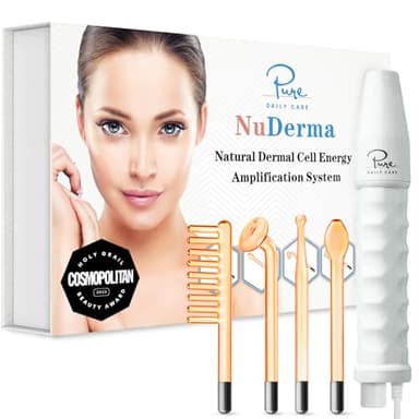 Pure Daily Care NuDerma Handheld Skin Therapy Wand Machine w/Neon – Anti-Aging - Skin Tightening - Wrinkle Reducing - Dark Circles – Clarifying - Hair & Scalp Stimulator - Image 1