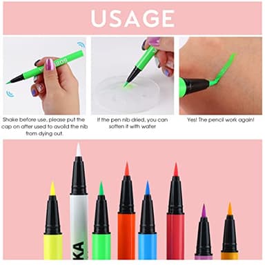 BOBISUKA 8 Colors UV Neon Liquid Eyeliner Set, Matte Colored Eyeliners Pen, Colorful Waterproof Smudge-proof Pigmented Graphic Liners, Delineadores de Colores Para Ojos Eye Makeup Gift Kit - Image 7