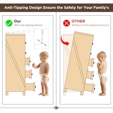 ACCOHOHO Farmhouse 8 Drawers Dresser Chests for Bedroom,52" Wide Wood Rustic Chest of Drawers with Metal Handle,Natural Texture,Drawer Organizer for Bedroom,Living Room,Hallway and Entryway,Black - Image 7