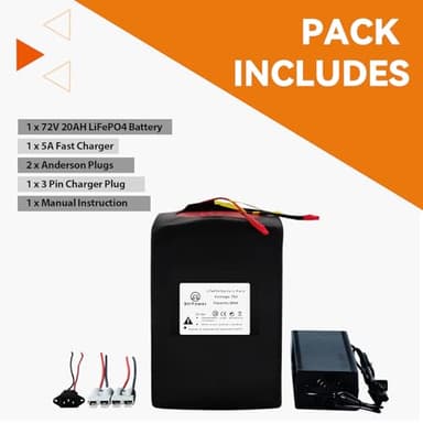 BtrPower 72V Ebike Battery 20AH 25AH 30AH 35AH Lithium ion / LiFeO4 Battery Pack with 5A Charger 50A BMS for 1000W 1500W 1800W 2000W Motor (72V 20AH) - Image 8
