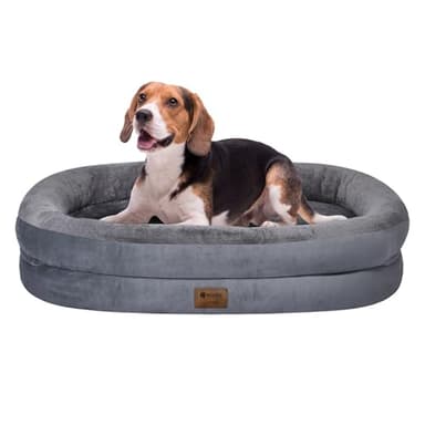 Orthopedic Waterproof Large Dog Bed: Memory Foam Washable Dog Bed with Bolsters - Removable Orthopedic Cover for Medium L XL Large Sized Pet - Non-Slip - Image 1