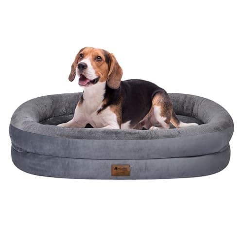 Orthopedic Waterproof Large Dog Bed: Memory Foam Washable Dog Bed with Bolsters - Removable Orthopedic Cover for Medium L XL Large Sized Pet - Non-Slip