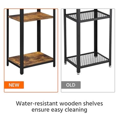 Yaheetech Large 3-Tier Tall End Table, 30 Inches High Side Table with Wooden Shelves & Strong Metal Frame for Living Room Small Space, 12 x 16 x 29.5 inches，Rustic Brown - Image 5