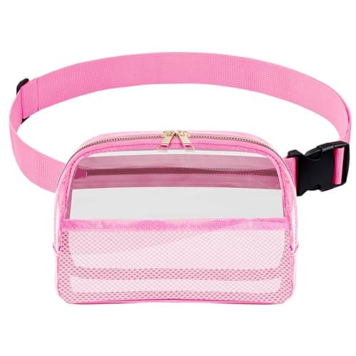 Clear Fanny Pack, Clear Bag Stadium Approved For Women, Waterproof Clear Belt Bag With Adjustable Strap Perfect for Music Festivals, Sports, Concerts And Outdoor Sport Events(Pink) - Image 1