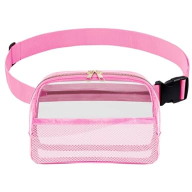 Clear Fanny Pack, Clear Bag Stadium Approved For Women, Waterproof Clear Belt Bag With Adjustable Strap Perfect for Music Festivals, Sports, Concerts And Outdoor Sport Events(Pink) - Image 1