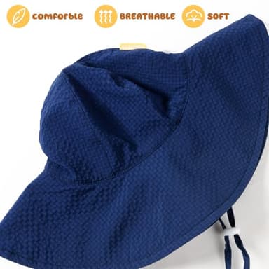 HONGTEYA Baby Sun Hat Toddler Girl Beach Hat Adjustable Outdoor Summer Hat UPF 50+ Sun Protection Wide Brim Infant Kids Navy - Image 5