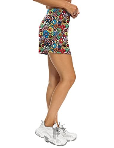 LouKeith Tennis Skirts for Women Golf Athletic Activewear Skorts Mini Summer Workout Running Shorts with Pockets Colorful Flowers XL - Image 4