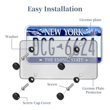 Tsuytna License Plate Cover-2 Pack License Plate Protector Clear License Plate Frame with Screw Caps Cover Kit for American Standard Cars AA - Image 5