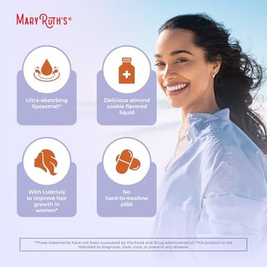 MaryRuth's Women's Hair Growth MAX Liposomal | with Lustriva® + Biotin 10000mcg + Pumpkin Seed Oil | Thicker Hair | Hair Care | Wrinkles, Fine Lines, Skin Care | Ages 18+ | 15.22 Fl Oz - Image 6