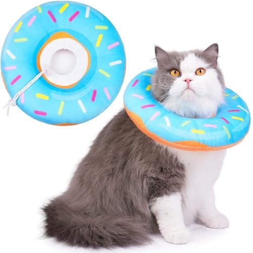 Hpetppy Cat Cone Collar Soft, Cat Recovery Collar for Wound Healing Cute Donut Adjustable Kitten Cones to Stop Licking Comfortable Lightweight Neck Elizabethan Collars for Cats Kittens After Surgery