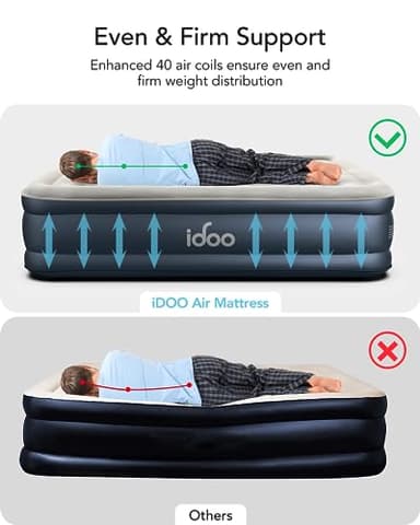 iDOO Queen Air Mattress with Built in Pump, 18 Raised Comfort Inflatable Blow up Mattress, Upgraded Four Chamber Portable Air Bed for Camping, Guests and Home, Colchon Inflable, 650 lbs Max - Image 5