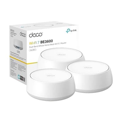 TP-Link Deco BE23 Dual-Band BE3600 WiFi 7 Mesh Wi-Fi System | 4-Stream 3.6 Gbps, 160 Mhz | Covers up to 6,500 Sq.Ft | 2× 2.5G Ports Wired Backhaul | VPN,MLO,AI-Roaming, HomeShield, 3-Pack - Image 1