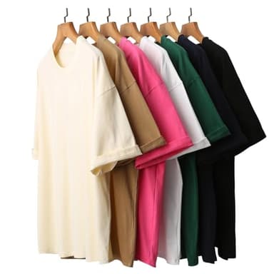 Mens Oversized T-Shirts Fashion Loose Fit Crewneck Tshirt Streetwear Heavyweight Short Sleeve Tee Shirt Gym Workout Tops(White,l) - Image 8