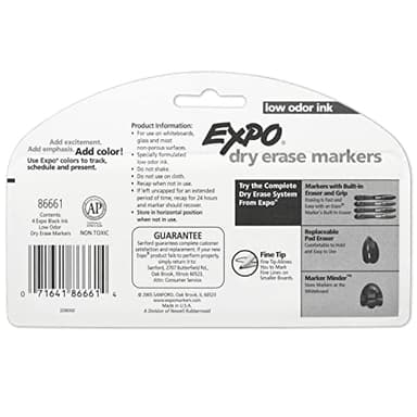 EXPO Low Odor Dry Erase Markers Fine Tip Black 4 Count - Image 9