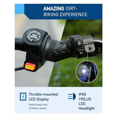 Hiboy DK1 36V Electric Dirt Bike,300W Electric Motorcycle - Up to 15.5MPH & 13.7 Miles Long-Range,3-Speed Modes Motorcycle for Kids Ages 3-10 - Image 6