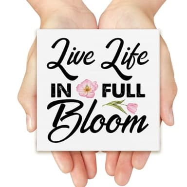Spring Decor Farmhouse Live Life in Full Bloom Wood Box Sign Spring Decorations Rustic Home Desk Shelf Tabletop Decor 5 x 5 Inches - Image 5