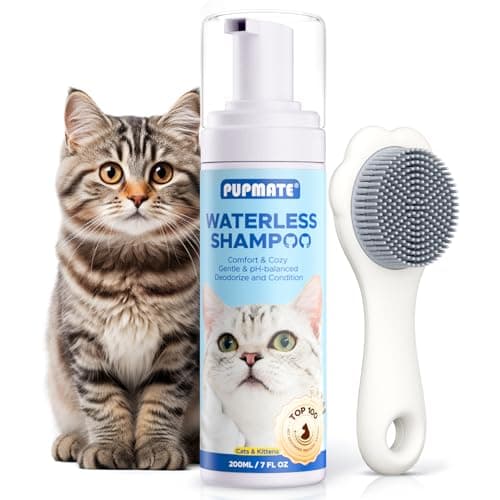 Cat Waterless Shampoo with Brush - No Rinse Formula for Quick Clean Between Baths, Hypoallergenic & Detangling, Reduce Itchy Skin Shedding & Odor Control,Vet-Recommended for Kittens/Senior Cats - Image 1
