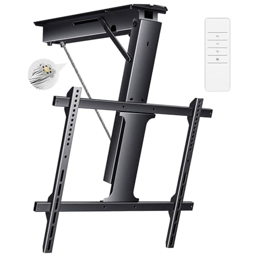 Yegosh Electric Ceiling TV Mount, Remote Adjustable Flip Down Bracket for 32 to 70 Inch Flat Curved Screen TVs Max VESA 600x400mm, Motorized TV Ceiling Mount for Flat Pitched Roof Indoor Outdoor - Image 1