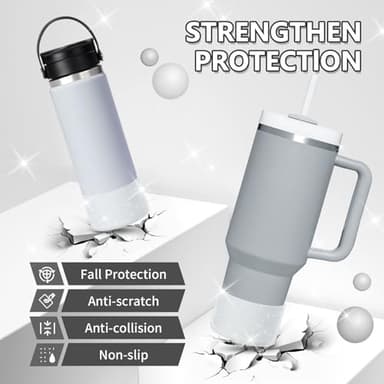 WUQID Protective Bling Silicone Boot Sleeve, Compatible with Stanley Tumbler 20-40oz & Hydro Flask Bottle 12oz-24oz, Glitter Reduces Dents Sleeve Cover for More Bottles/Tumblers Bottom of 2.83-2.95in - Image 4