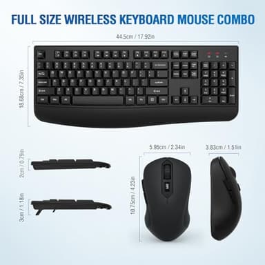 Wireless Keyboard and Mouse Combo, Full-Sized 2.4GHz Wireless Keyboard with Comfortable Palm Rest and Optical Wireless Mouse for Windows, Mac OS PC/Desktops/Computer/Laptops (Black) - Image 6