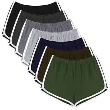 URATOT 7 Pack Womens Cotton Shorts, Dolphin Booty Athletic Gym Sports Shorts for Yoga Lounge Running - Image 1