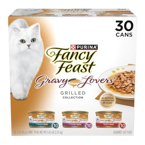 Purina Fancy Feast Gravy Lovers Poultry and Beef Grilled Gourmet Wet Cat Food Variety Pack - (Pack of 30) 3 oz. Cans - Image 1