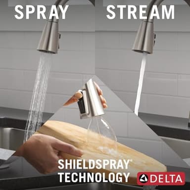 Delta Lenta Touchless Kitchen Faucet with Touch Technology, Brushed Nickel Kitchen Sink Faucet with Pull Down Sprayer, Single Hole, SpotShield 19802TLZ-SP-DST - Image 8