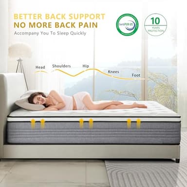 Vipcute King Mattress, 12 Inch King Size Mattresses, 12 Inch Hybrid Pocketed Coil Mattress in a Box with Gel Memory Foam, Medium Firm, CertiPUR-US Certified - Image 4