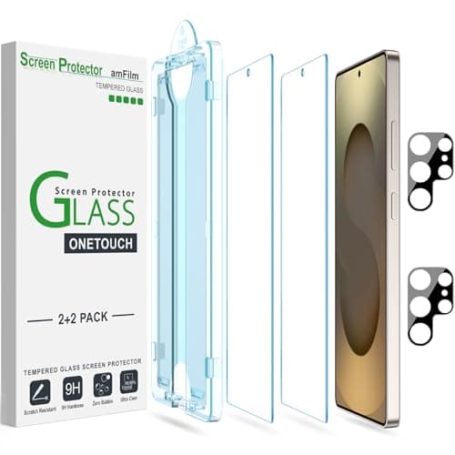 amFilm Auto-Alignment OneTouch for Samsung Galaxy S25 Ultra 6.9" Screen Protector + Camera Lens Protector, Tempered Glass, 30 seconds Installation, Bubble Free, Case Friendly, Anti-Scratch [2+2 Pack] - Image 1